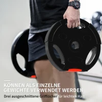 SPORTNOW 4er Gewichtsplatten-Set für Training, Fitnessstudio, Heimtraining, Stärke-Training, 2 x 10 kg und 2 x 5 kg, Schwarz(m-4)