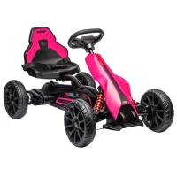 HOMCOM 12V Electric Go-Kart for Kids, Ride-On Racing Go-Kart, with Forward and Reversing Functions, for Ages 3-8 Years - Pink(m-1)