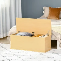 HOMCOM Truhe Aufbewahrungsbox Sitztruhe mit Stauraum Sicherheitsscharniere Holzkiste mit klappbarem Deckel für Wohnzimmer, Schlafzimmer, Spanplatte Buche 100 x 40 x 40cm(m-7)