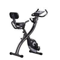 HOMCOM Cyclette Pieghevole Magnetica con 8 Livelli di Resistenza, Monitor LCD e Altezza Regolabile, 100x54x109cm, Grigio e Nero(m-1)