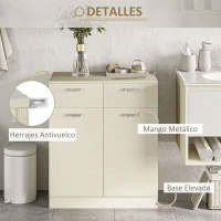 HOMCOM Armario Auxiliar de Baño con 2 Cajones Aparador Auxiliar de Almacenaje para Cocina 68x34x80 cm Madera Natural(m-6)