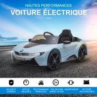 HOMCOM Voiture électrique Enfants 6 V - V. Max. 3 Km/h Effets sonores + Lumineux télécommande BMW I8 coupé Bleu(m-5)
