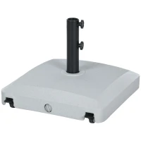 Outsunny Garden Parasol Base Holder, 24kg Water or 30kg Sand Filled, Outdoor Market Umbrella Stand Weight with Wheels and Brakes, Grey(m-11)