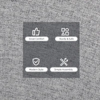 HOMCOM Sedia Moderna con Braccioli Imbottiti, in Tessuto Effetto Lino, Legno e Acciaio, 57x56x72 cm, Grigio Chiaro(m-6)