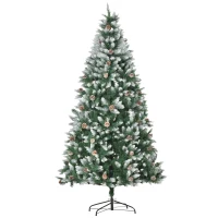 HOMCOM Árbol de Navidad Artificial Ø105x210 cm con 1440 Puntas de PVC y 75 Piñas con Ramas Apertura Automática Base Plegable y Soporte de Acero para Interiores Verde(m-1)