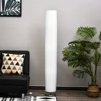 HOMCOM 160 CM Tall Cylindrical Modern Free Standing Floor Lamp for Bedroom, Study or Living Space with Polyester Fabric  Shade White(m-8)