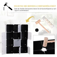 HOMCOM DIY Kleiderschrank Regalsystem mit 2 große und 9 kleinen Würfeln DIY-Würfelregal, Schuhregal, Aufbewahrungsregal für Büchern Spielzeug Schwarz 111 x 47 x 145 cm(m-5)