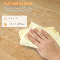 HOMCOM Chariot desserte de cuisine à roulettes plan de travail en bois 3 tiroirs + 1 plateau amovible 67 x 37 x 85,5 cm blanc(m-6)