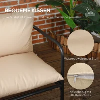 Outsunny Gartensofa-Set Rattan-Sofa-Set, Boho-Stil, wettereständig, 116 cm x 58 cm x 66 cm, Khaki(m-5)