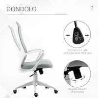 Vinsetto Sedia da Ufficio Ergonomica con Altezza Regolabile e Funzione di Inclinazione, 62x56x110-119.5 cm(m-5)