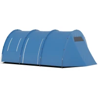 Outsunny Tenda da Campeggio per 5-6 Persone con 2 Porte, Finestre e Tasche Portaoggetti, 475x315x215 cm, Blu(m-10)