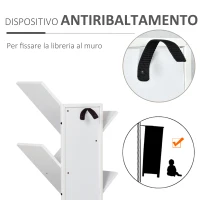 HOMCOM Libreria ad Albero in Legno Bianco, Scaffale Salvaspazio a Colonna con 10 Ripiani, 50x28x142cm(m-6)