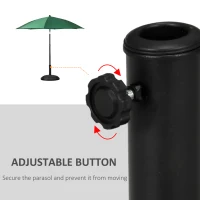 Outsunny 25 kg Parasol Base, Heavy Duty Concrete Patio Umbrella Stand with Adjustable Knob, 49 cm Round Garden Parasol Holder for 35 to 48 mm Poles, Black(m-5)
