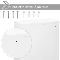 kleankin Armoire à Pharmacie 2 étagères 3 Niveaux verrouillable dim. 40L x 18l x 60H cm 2 clés métal Blanc(m-6)