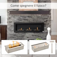 HOMCOM Camino Bioetanolo da Parete a con 3 Serbatoi da 1L e Copertura 20m², 120x40 cm Caminetto Bioetanolo 2Kw in Acciaio e Vetro per Salotto, Soggiorno e Camera da Letto, Nero(m-7)