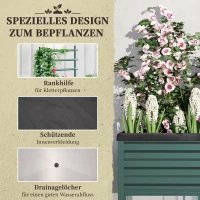 Outsunny Hochbeet mit Stauraum, Spalier, Schiebetüren, rostfreier Stahlrahmen, grün, 85 x 40 x 135 cm(m-5)