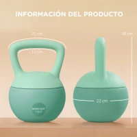 SPORTNOW Pesa Rusa 10 kg Kettlebell Relleno de Arena Metálica y Mango Antideslizante para Entrenamiento en Casa 21x21x30 cm Verde(m-3)