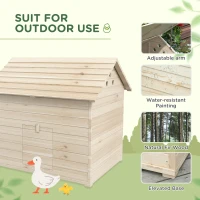 PawHut Wooden Duck House Poultry Coop for 2-4 Ducks with Openable Roof Raised Feet Air Holes Natural(m-5)