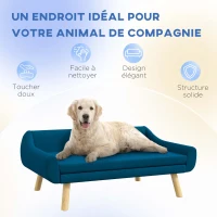 PawHut Canapé pour chien design scandinave coussin moelleux amovible tissu aspect velours pieds bois massif(m-5)