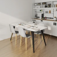HOMCOM Modern Dining Chairs Set of 4, Kitchen Chairs with Backrest and Steel Legs for Dining Room, Living Room, Grey(m-8)
