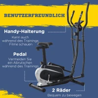 HOMCOM Crosstrainer für Zuhause Magnetischer Ellipsentrainer mit 8 Widerstandsstufen 3KG Schwungrad LCD-Monitor, Heimtrainer belastbar bis 100 kg(m-7)