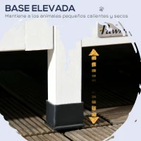 PawHut Caseta de Madera de Exterior para Gatos Casa para Gatos Refugio para Gatos de 2 Niveles 96x65x85,5 cm Gris(m-7)