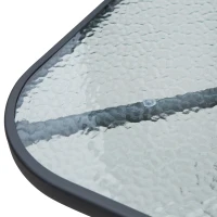 Outsunny Garden Patio 5pcs Dining Set Outdoor Furniture 4 Folding Chairs, Glass Top Table with Parasol Hole, Texteline Seats Grey(m-8)