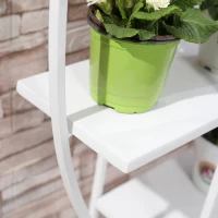 Outsunny Fioriera in Metallo a 5 Ripiani, 2 Pezzi, per Interni ed Esterni, 53x33x154cm, Bianco(m-7)