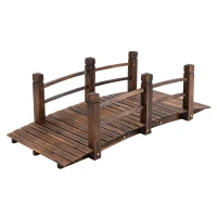 Outsunny Gartenbrücke Holzbrücke Holzsteg Teichbrücke Zierbrücke mit Geländer bis 180 kg Tannenholz Dunkelbraun 152,5 x 67 x 48 cm(m-10)