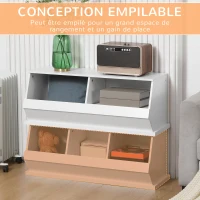 HOMCOM Meuble 2 casiers bacs de rangement en MDF - dim. 90L x 36l x 35H cm -blanc(m-5)