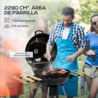 Outsunny Barbacoa Portátil con 2 Ruedas Estantes Plegables Termómetro y Parrilla Metálica para Pícnic Camping 117x68x91 cm Negro(m-4)