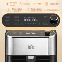 HOMCOM 4en1 Freidora sin Aceite 6,5L Freidora de Aire Caliente 1350W con 3 Programas Pantalla Táctil 31x37,5x32 cm Negro(m-7)