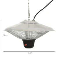 Outsunny Infrarotstrahler 1500 Watt Infrarot Heizstrahler mit Fernbedienung 3 Heizstufen LED-Anzeige Wärmestrahler Terrassenheizer Standheizer Infrarotheizung Silber(m-3)