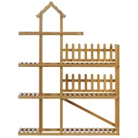 Outsunny Étagère à plantes en bambou étagère à fleurs support de pots de fleurs 4 niveaux de rangement 96 x 25 x 127 cm naturel(m-10)