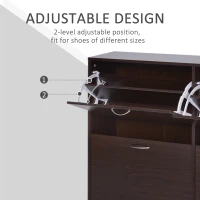HOMCOM Wooden Modern Design 4 Drawer Shoes Cabinet Pull Down Shelf Storage Organiser Entrance Hallway Furniture - Dark Brown(m-5)