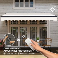 Outsunny 3.5 x 3m Electric/Manual Awning, with Remote - Beige(m-4)