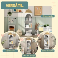 AIYAPLAY Estantería para Libros Infantil de 3 Niveles Estantería Infantil para Guarderías Habitación Infantil Blanco y Natural(m-7)