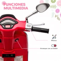 AIYAPLAY Moto Eléctrica para Niños de +3 Años con Licencia Vespa con USB MP3 Luz LED Radio FM Velocidad 3 km/h Carga 35kg Rojo(m-5)