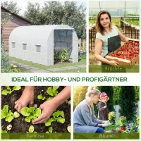 Outsunny Foliengewächshaus Treibhaus begehbar mit Metallrahmen 4,45 x 2 x 2m Weiß(m-6)