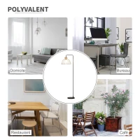 HOMCOM Lampadaire lampe à pied design élégant en métal avec décoration en rotin idéal pour maison bureau restaurant et café 44 x 34 x 154 cm noir(m-7)