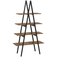 HOMCOM Scaffale Libreria 4 Livelli in Truciolato e Acciaio ad A(m-1)
