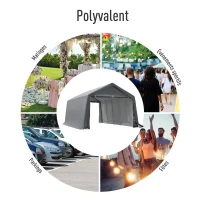 Outsunny Tente garage carport 6 x 3,6 x 2,75 m acier galvanisé robuste PE haute densité 195 g/m² imperméable anti-UV blanc gris(m-7)