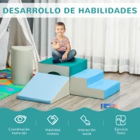 HOMCOM Juego de 4 Bloques de Espuma para Niños de 1-3 Años Figuras de Construcción Juguete para Aprendizaje Infantil Bloques Psicomotricidad Tapizados en PU 150x50x39 cm Multicolor(m-5)
