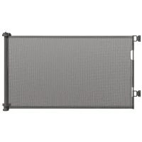 PawHut Puerta de Seguridad Extensible 0-150 cm Barrera Retráctil para Mascotas para Escaleras 165x10,7x85 cm Gris(m-1)