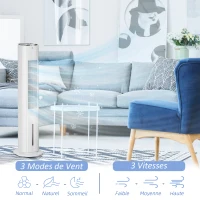 HOMCOM Rafraîchisseur d'air/ventilateur colonne/humidificateur/purificateur 4 en 1 - oscillant - timer, 3 modes, 3 vitesses - télécommande réservoir 5L avec 4 blocs réfrigérants(m-5)