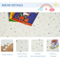 HOMCOM Kinder Puzzlematte Kinderspielteppich Spielteppich 36 Stück mit 24 Seitenstreifen und rutschfesten Vorderseite für Keller Garage Wohnzimmer Spielzimmer wasserabweisend EVA Weiß 31,5 x 31,5 cm(m-6)