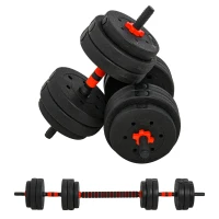 HOMCOM 25kg 2 IN 1 Adjustable Dumbbells Weight Set, Dumbbell Hand Weight Barbell for Body Fitness, Lifting Training for Home, Office, Gym, Black(m-11)