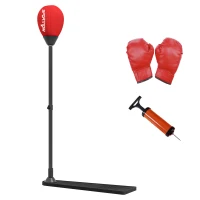 SPORTNOW Sac de frappe vitesse autoportant punching ball hauteur réglable 70-105 cm avec gants et pompe à main(m-11)
