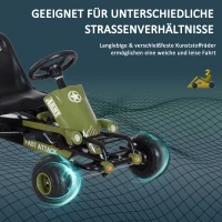 HOMCOM Go Kart Tretauto Tretfahrzeug mit Handbremse, Vor- und Rückwärtsgang, Kinderfahrzeug Kettcar Tretfahrzeug mit Verstellbarem Sitz für Kinder 3-6 Jahren, 99 x 65 x 56cm Grün(m-7)