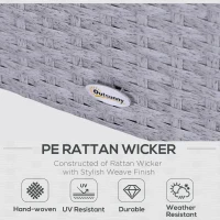 Outsunny 5 Pieces PE Rattan Garden Furniture Set with 10cm Thick Padded Cushions, Wicker Weave Outdoor Seating Chairs with 2 Armchairs, 2 Stools, Glass Top Table, Grey and White(m-4)